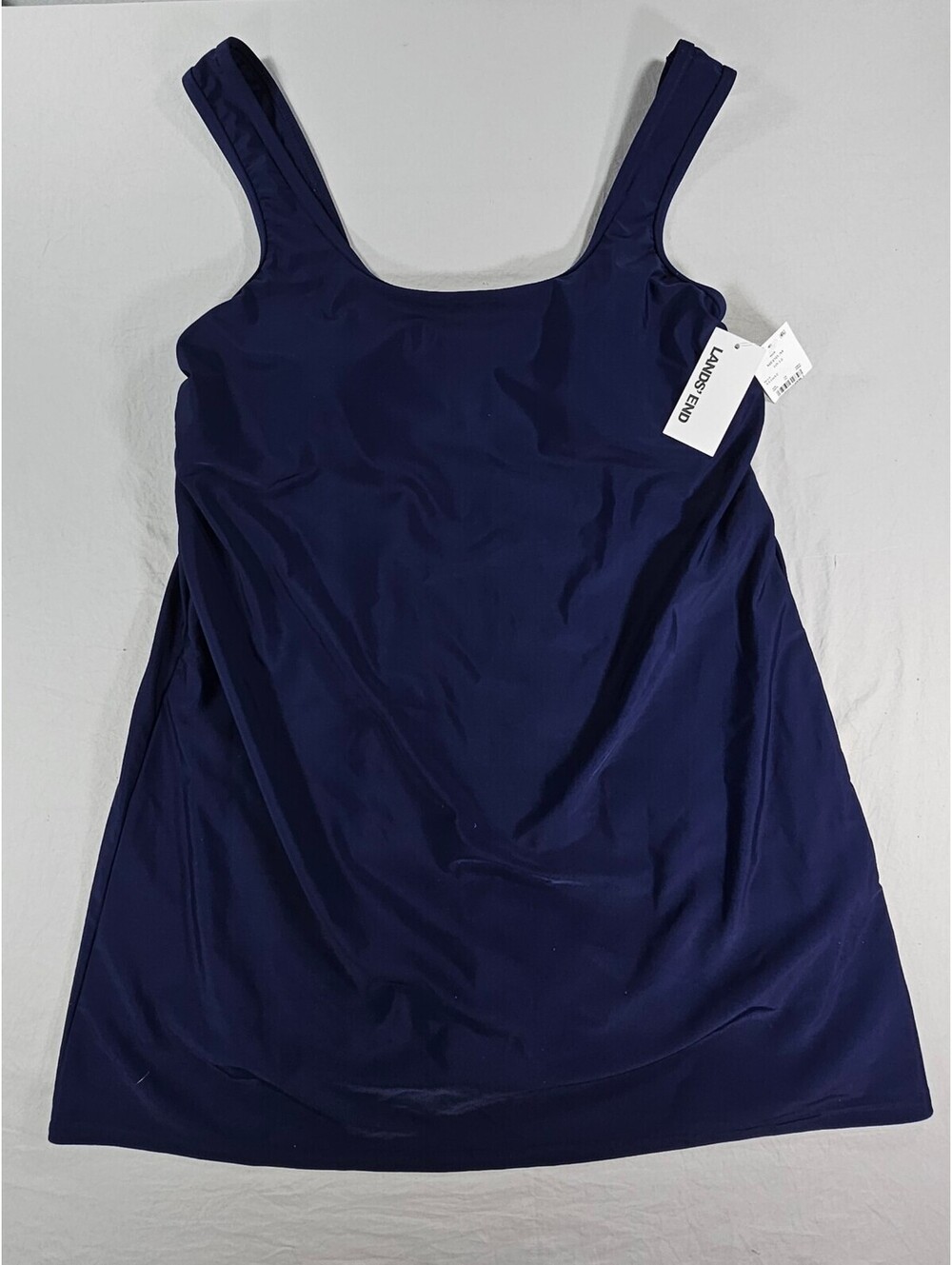 LANDS' END Women's Scoop Neck Mini Swim Dress Swimsuit. Navy. Size M (10-12) NWT